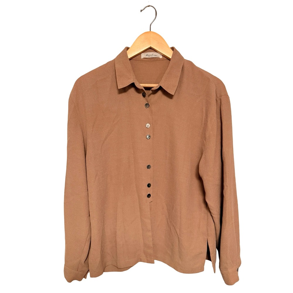 Vintage Motomachi Blouse Kobe Yano Medium Tan Minimalist Neutral Academia Boho